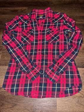 Ralph Lauren Rugby Women's' Red & Navy Plaid Button-Front Shirt Sz 6